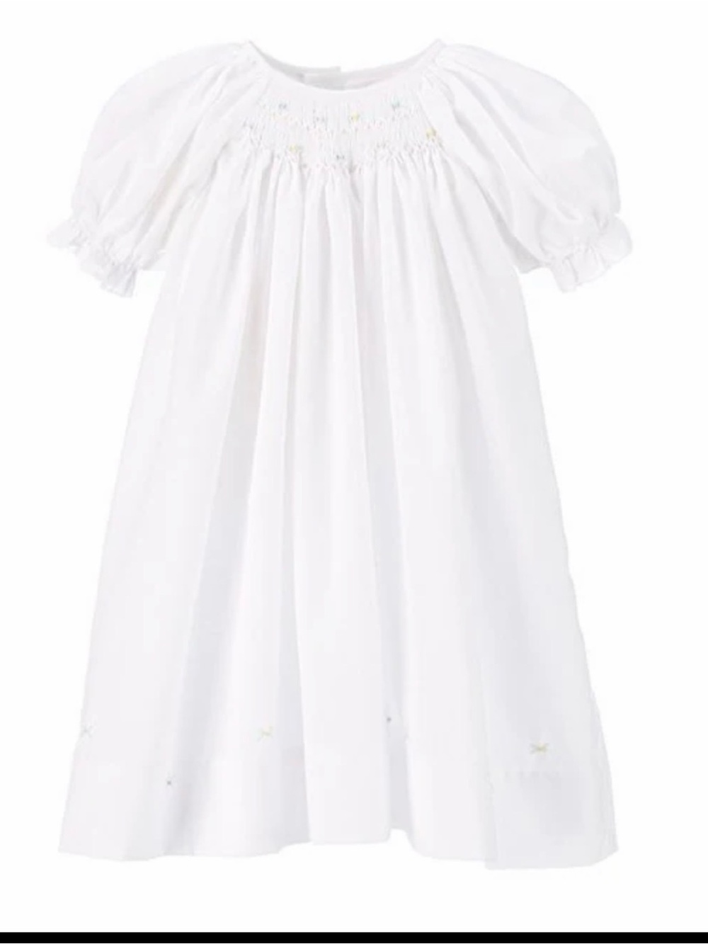 Petit Ami White Smocked Dress with Bonnet